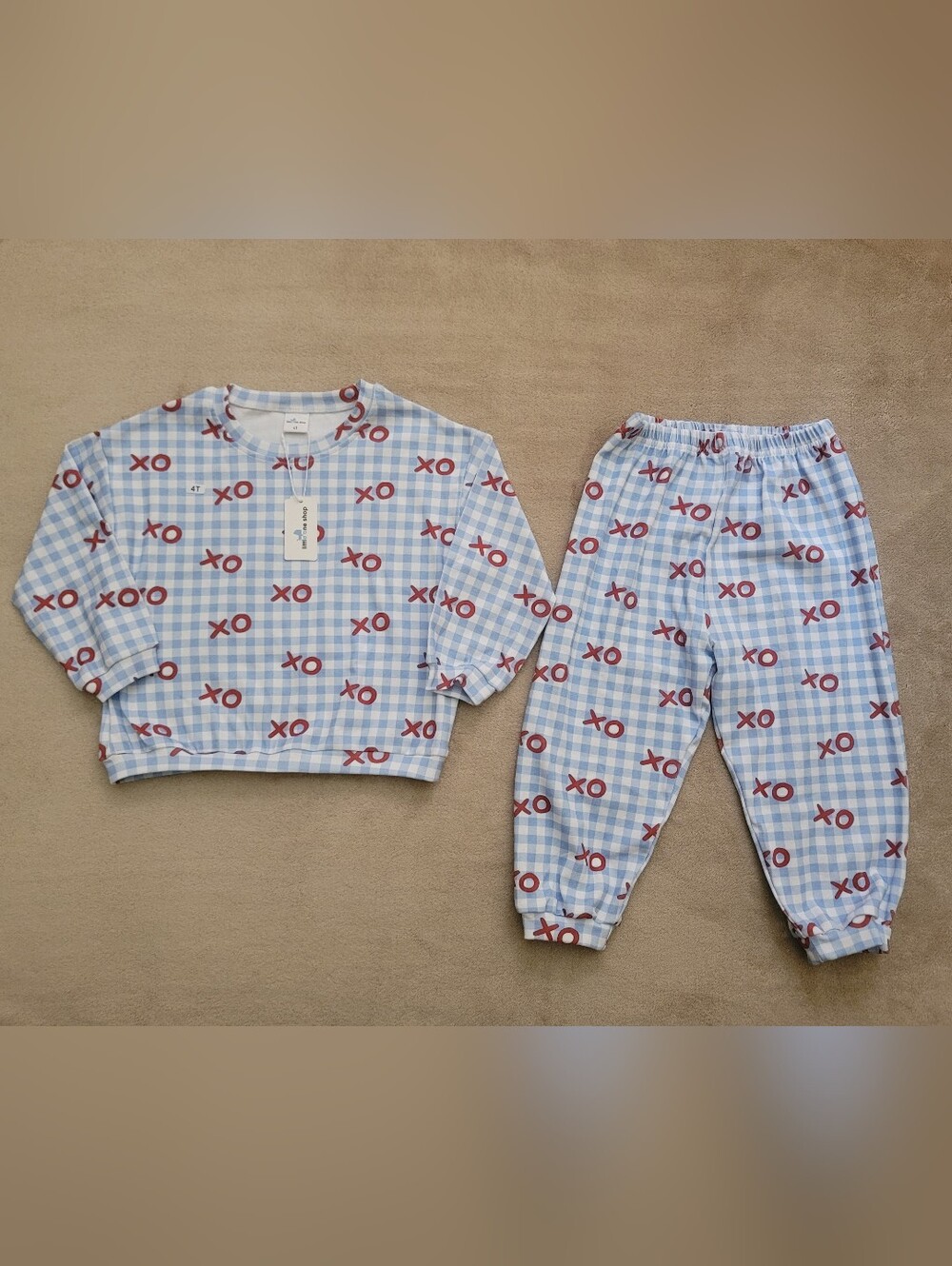 Little One Shop Kids Blue/Red/White  XO Sweatsuit 2Pcs Size 4T